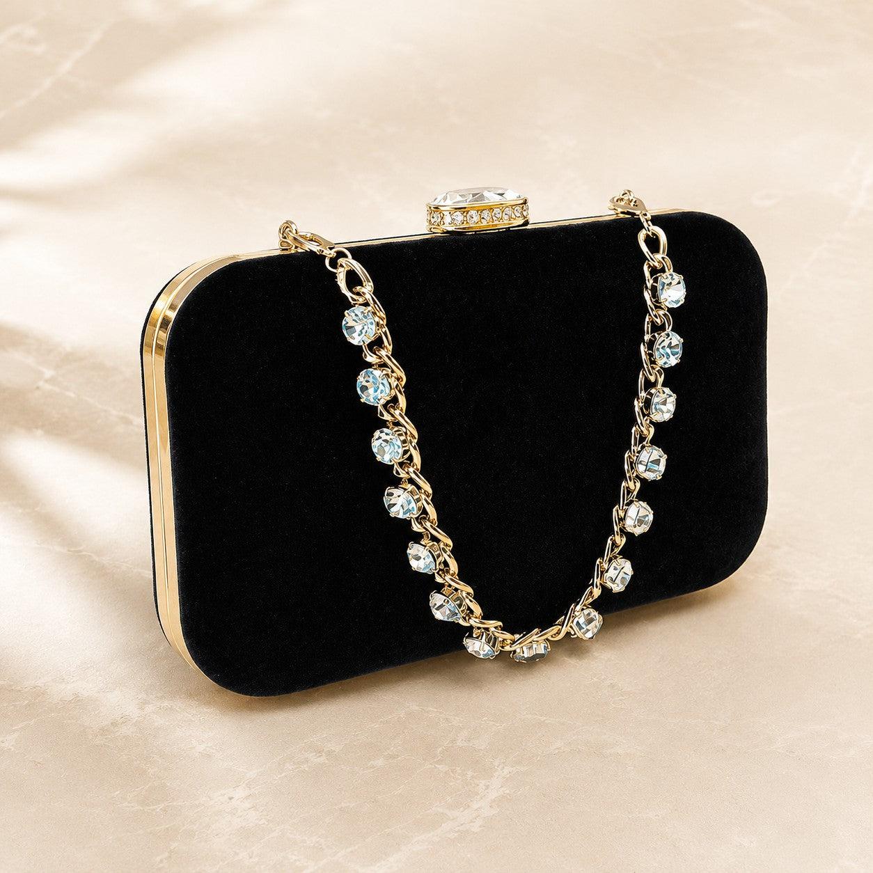 Evening clutch bag diamond-encrusted suede bag Dinner bag Women's crossbody bag 778944030967 - Black / 7 Days - COCOMELODY